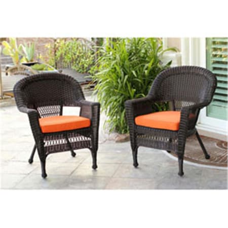 Jeco W00205-C-2-FS016-CS Honey Wicker Chair with Orange Cushion W00205-C_2-FS016-CS